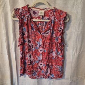 Rails Red Floral V-Neck Ruffle Sleeve Camisole
